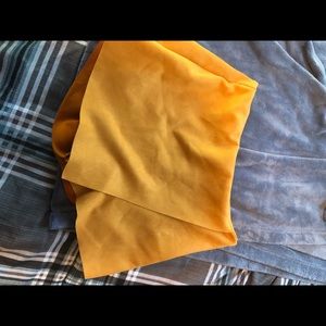 mustard suede asymmetrical skort
